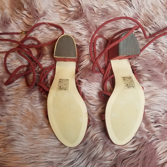 So Me Brick Red Lace-Up Block Heels - Picture 3 of 3